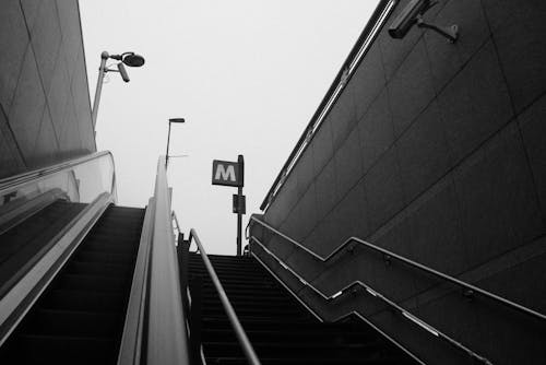 Steps and Escalator in Black and white