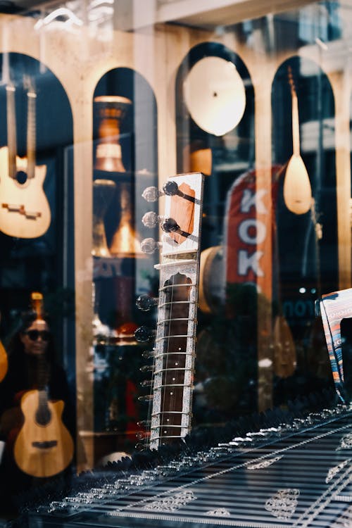 Free Guitars on a Display Stock Photo