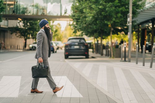 Bearded Man Crossing the Street