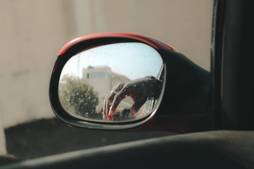 Free stock photo of car, car mirror, hand