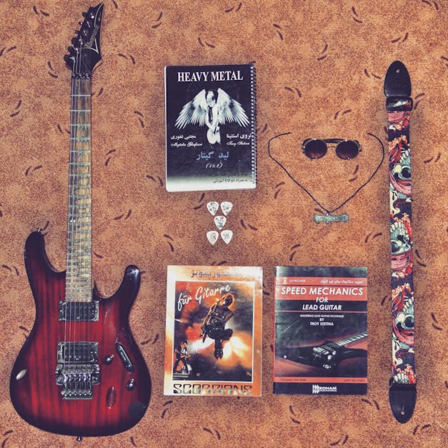 Free stock photo of book, e-guitar, electric guitar