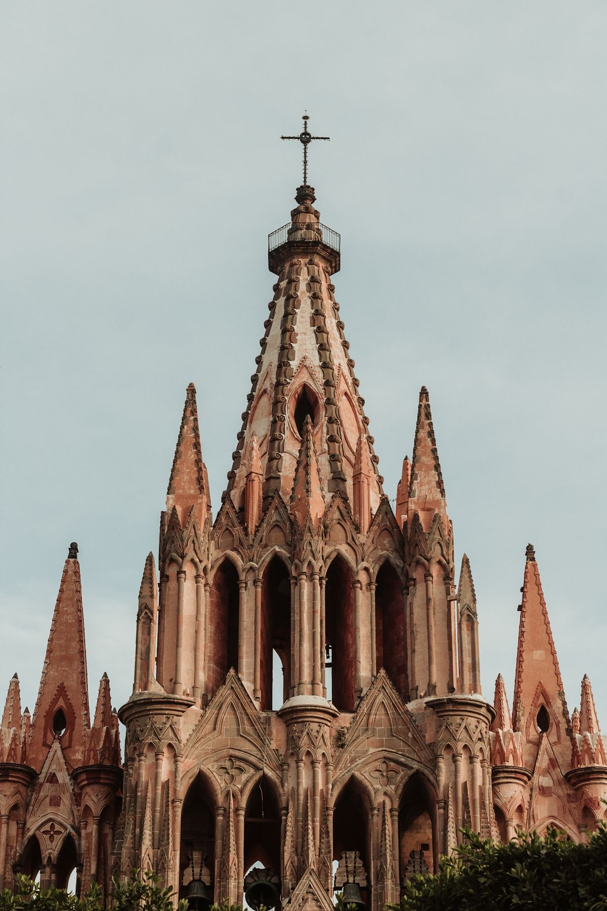 Majestic Gothic architecture of San Miguel Arcángel, a historic landmark in San Miguel de Allende, Mexico.
