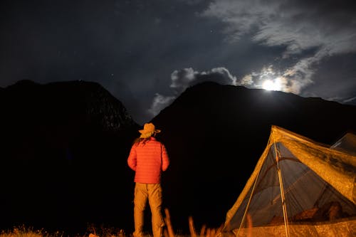 Woman Looking at Mountain Sunrise