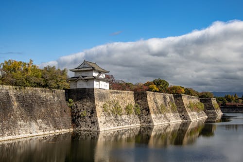 Wall and River, Osaka Castle, Osaka, Japan