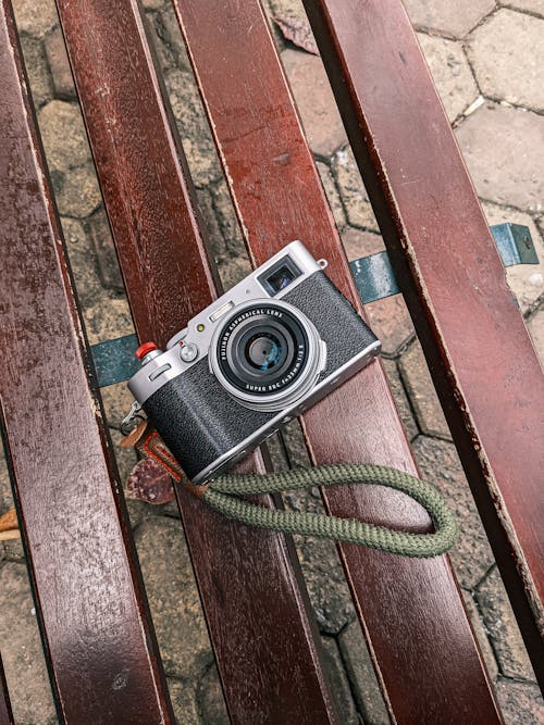 Camera on Wooden Bench