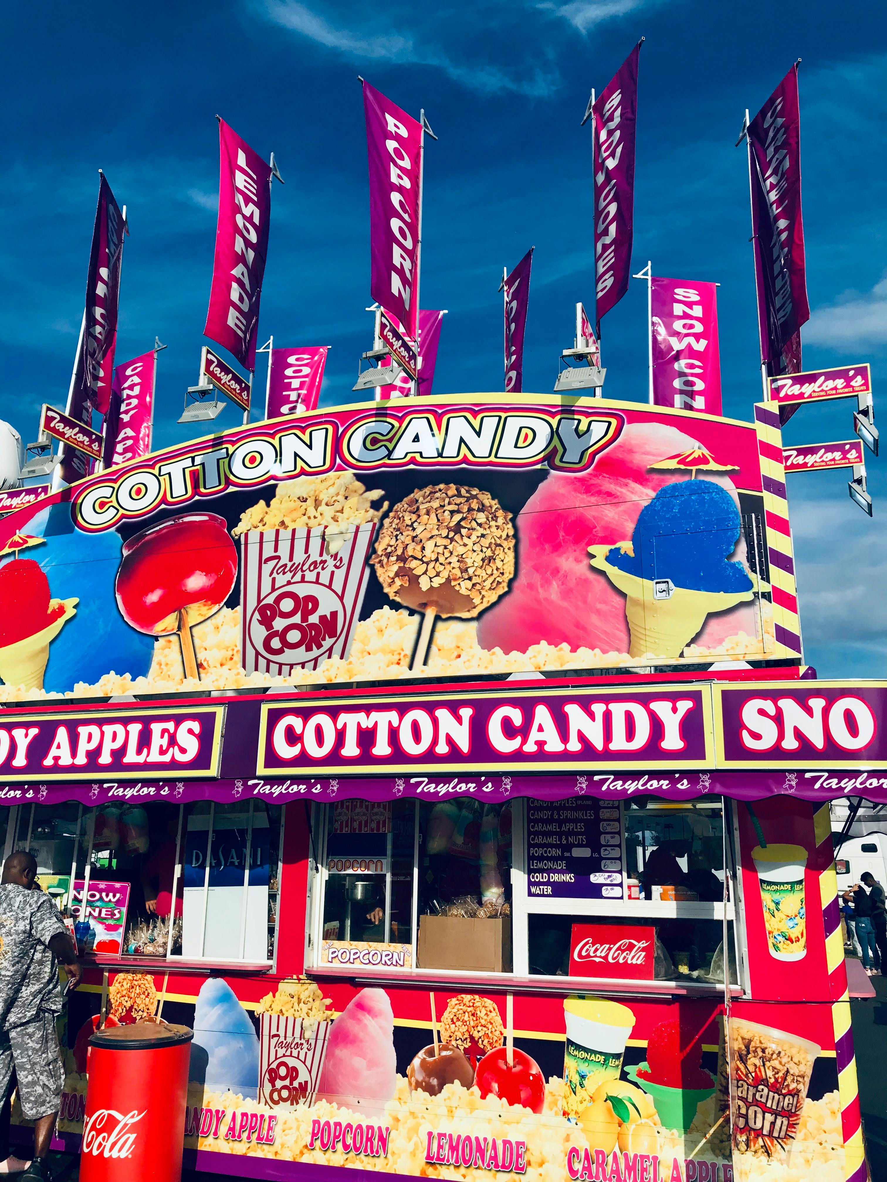 Free stock photo of candy apples, Cotton candy, fair
