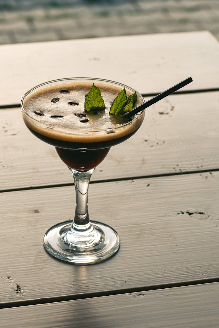 Espresso Martini In Close Up Photography