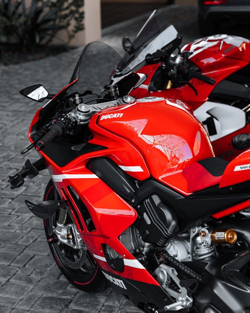 Red Motorbike on a Street 