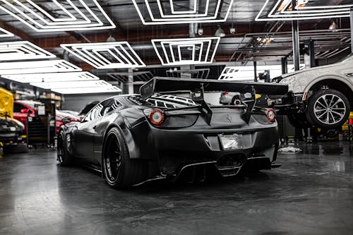 Black Ferrari in the Car Shop