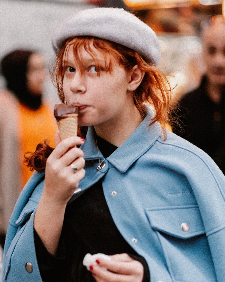 Woman Eating Ice Cream