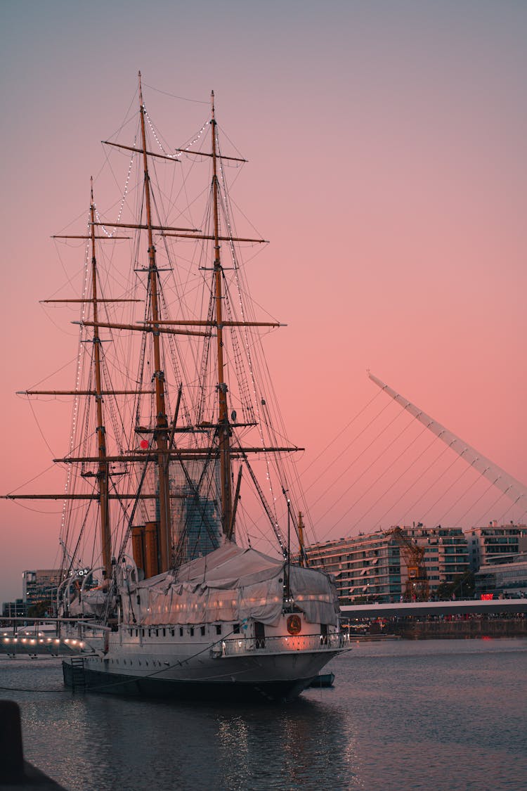 Ship On City River