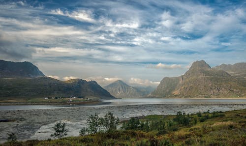 Mountains by Lake Shore