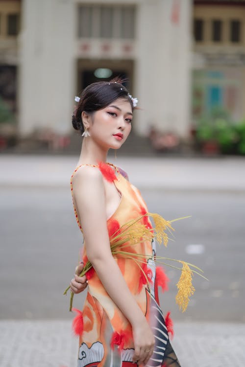 Photo of Woman wearing Orange Dress