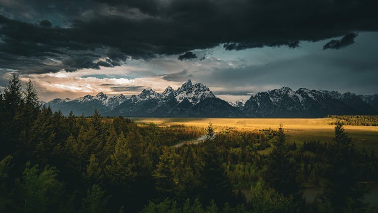 Overcast Over Mountains And Forest