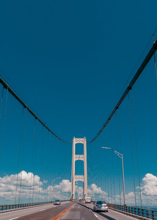 Symmetrical View of a Suspension Bridge 