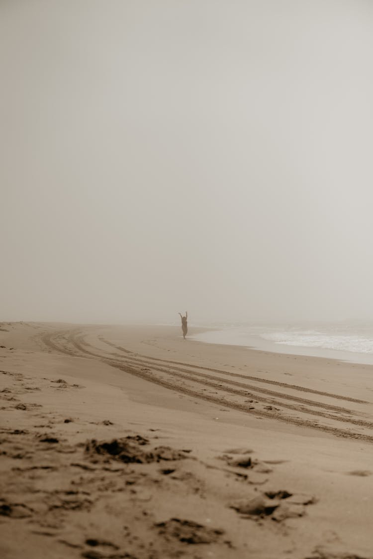 Person On Beach In Fog