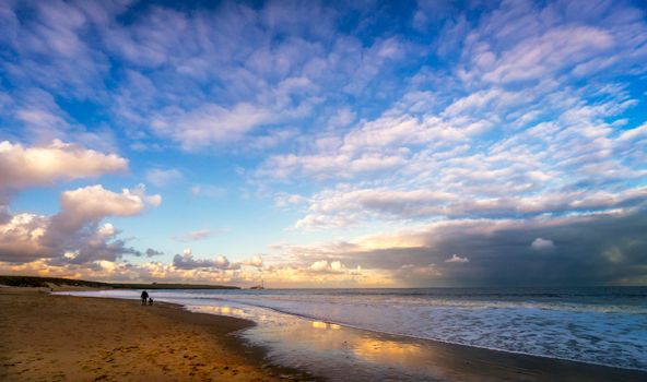 Captivating seaside sunset with vibrant skies at Tyne and Wear, England.