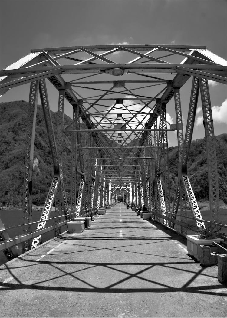 Monochrome Photo Of Steel Bridge