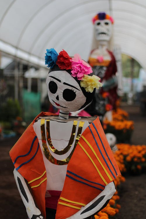 Close-up of Skeleton Decorations for the Day of the Dead in Mexico 