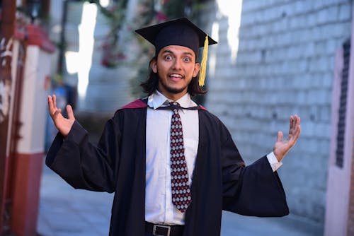 Young Man in a Graduation Gown
