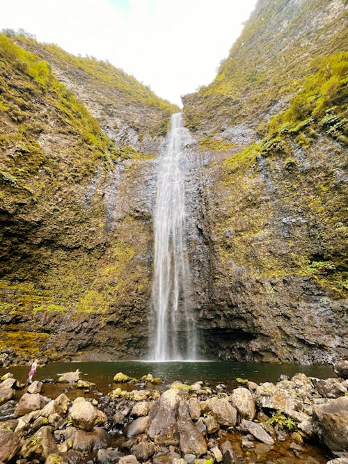 Waterfall in a Rocky Valley