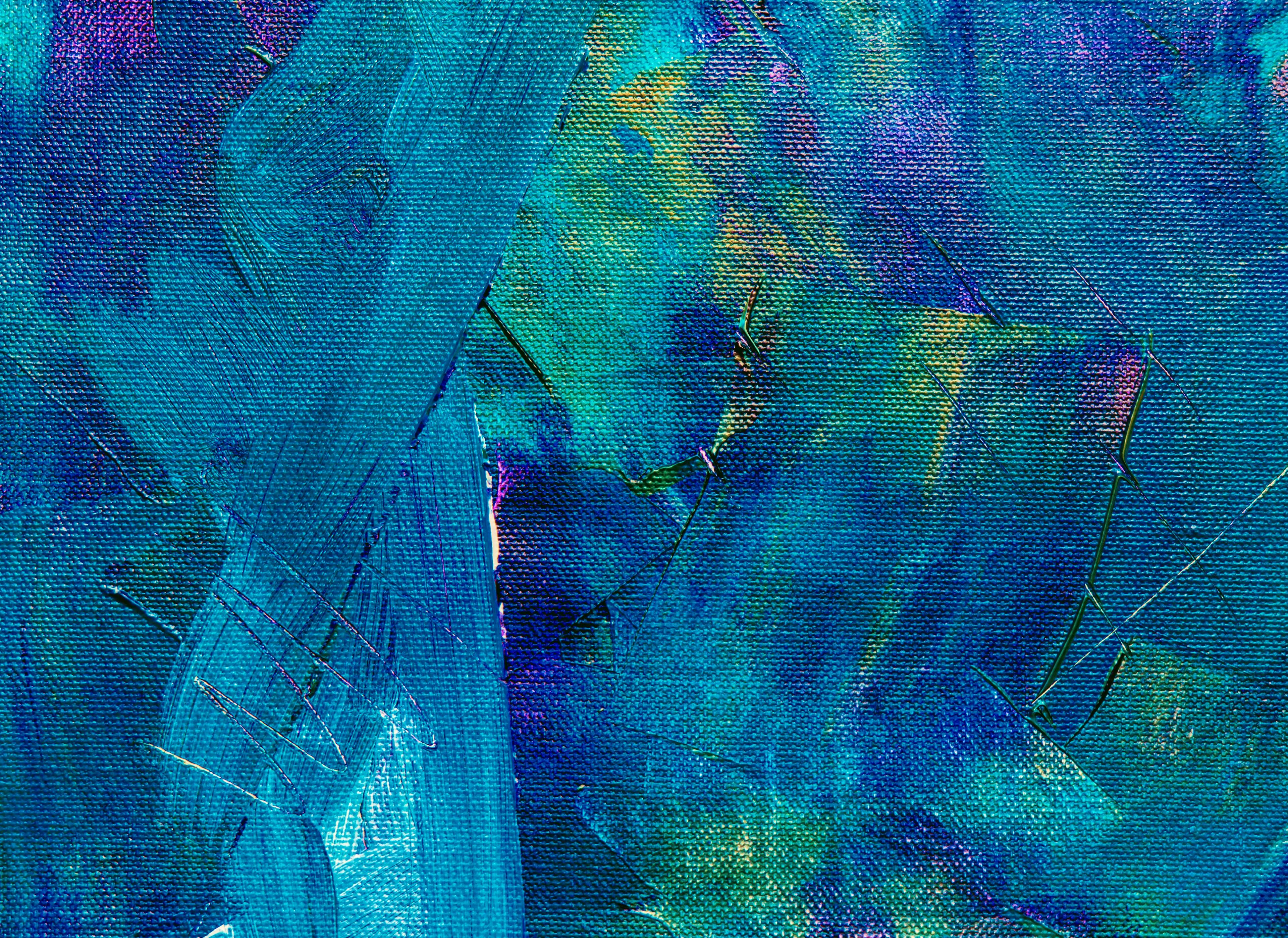 Colorful abstract acrylic painting with bold brush strokes and texture.