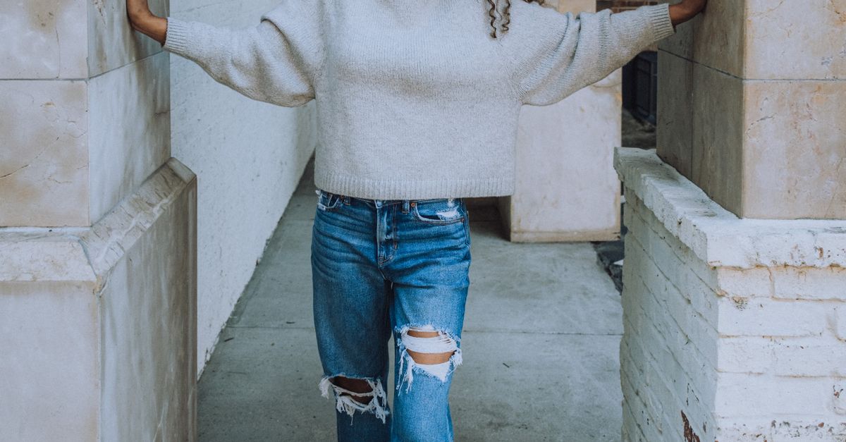 Boyfriend jeans with cozy oversized sweater