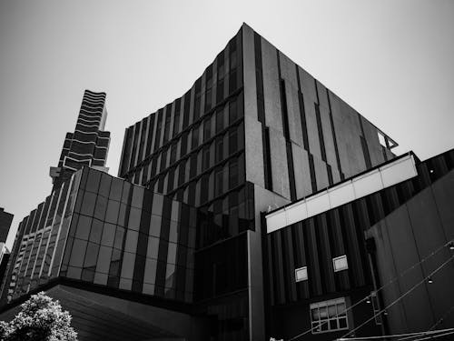 Fotobanka s bezplatnými fotkami na tému administratívna budova, čierny a biely, exteriér budovy