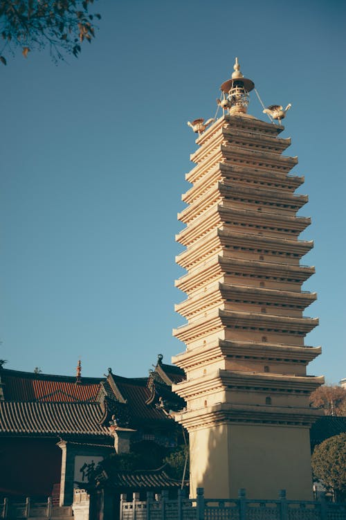 Close Up Photo of Three Pagodas