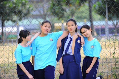 Students Girls Posing Together 