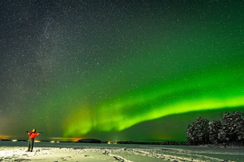 Scenic View of Aurora Borealis Phenomenon 