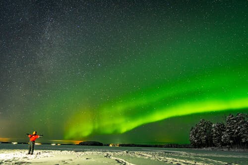 Free Scenic View of Aurora Borealis Phenomenon  Stock Photo