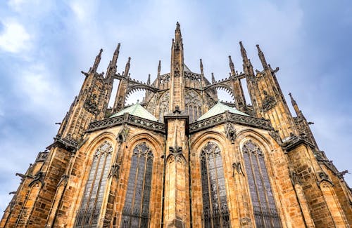 Low Angle Shot of the St. Vitus Cathedral in Prague, Czech Republic