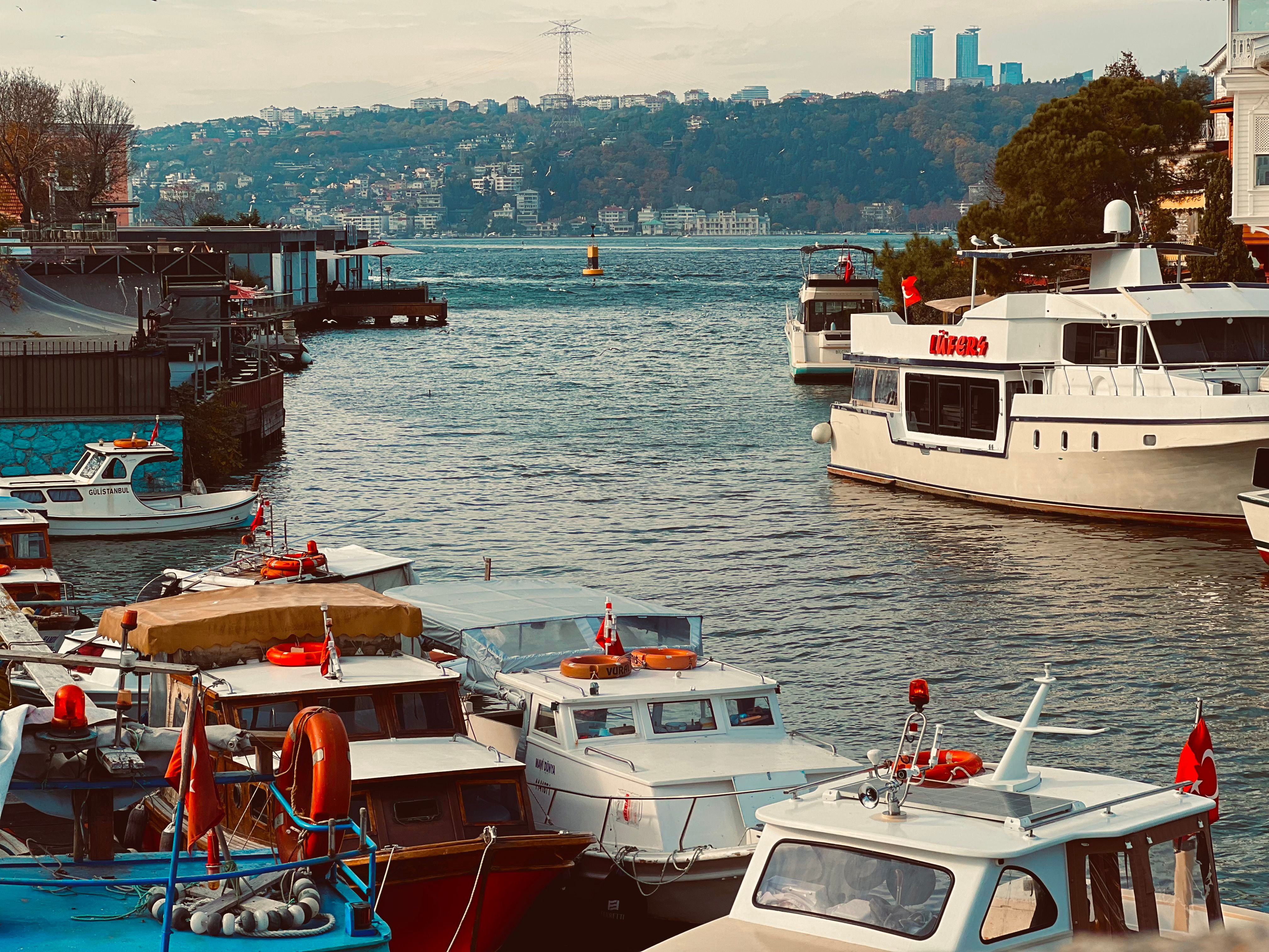 View of Boats in a Harbor on the Bosporus in Istanbul, Turkey · Free ...