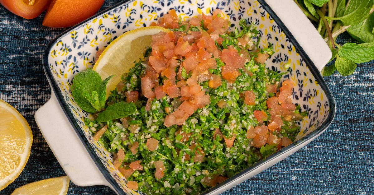 Tabulé de bulgur con menta y granada Tabulé de bulgur con menta y granada