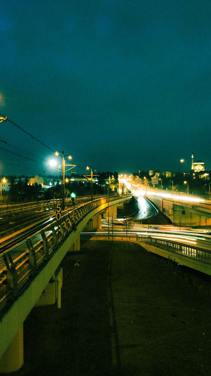 Long exposure shot capturing İstanbul's vibrant expressway at night with flowing car lights.. pexels, long, exposure