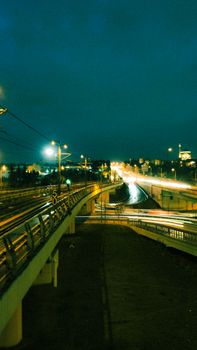 Long exposure shot capturing İstanbul's vibrant expressway at night with flowing car lights. — photo by Fatih Berat  ORER