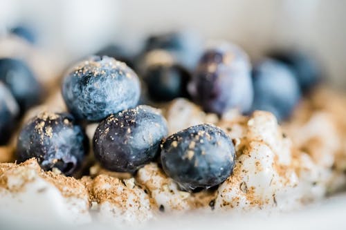 Breakfast with Blueberries in Close Up