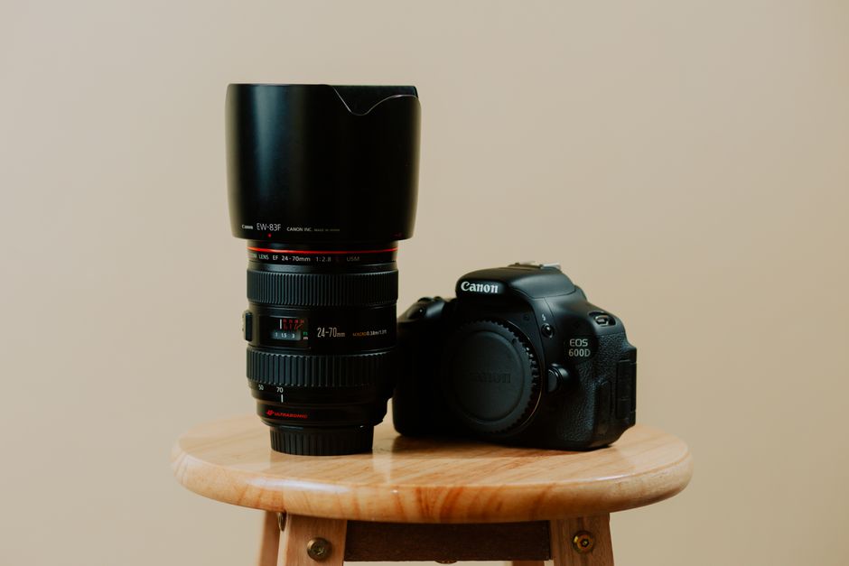 Câmera mirrorless com objetiva zoom sobre mesa, representando custo de equipamento fotográfico