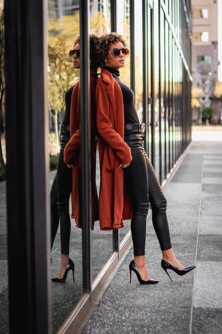 Woman In Coat And High Heels