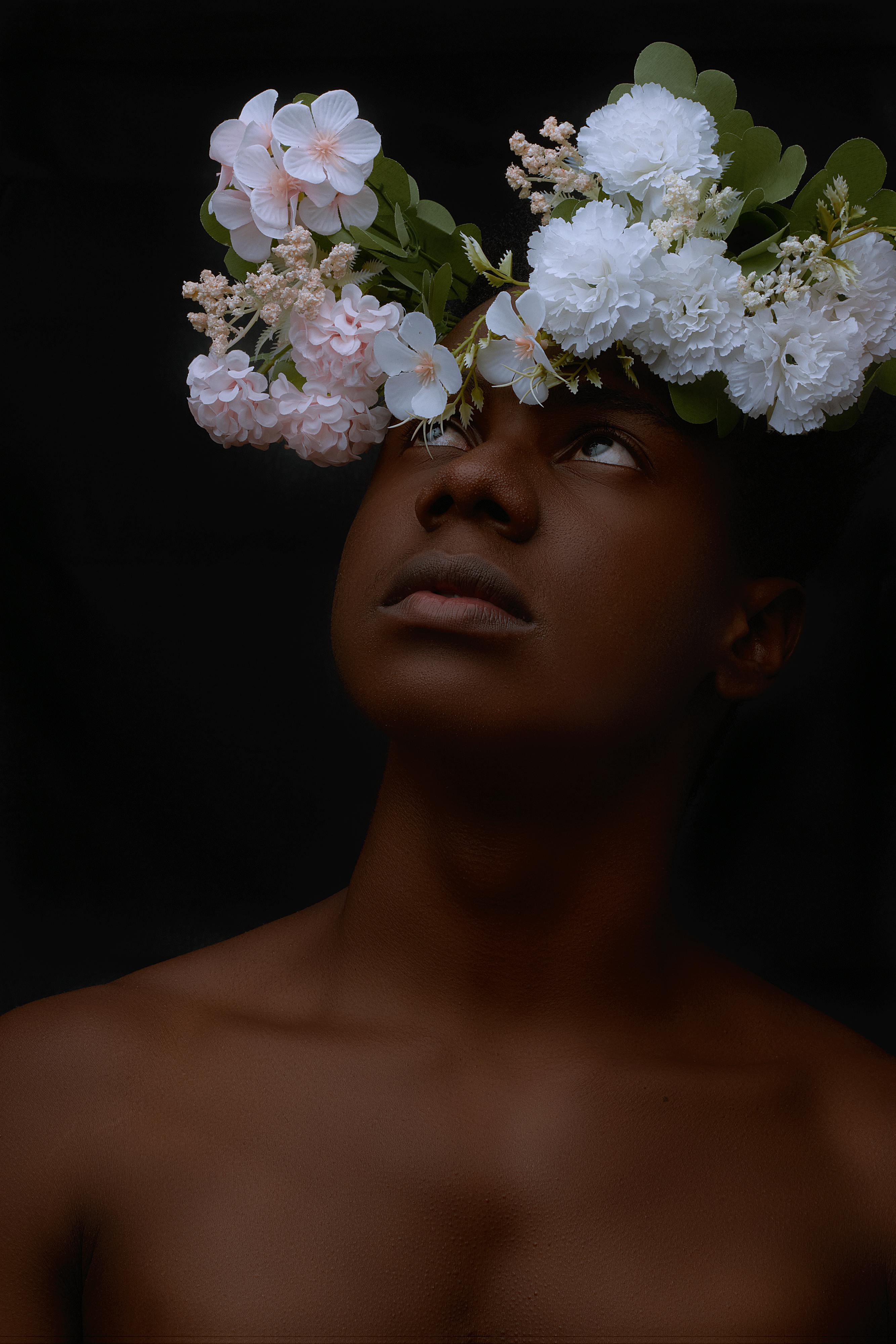 portrait of a woman with flowers