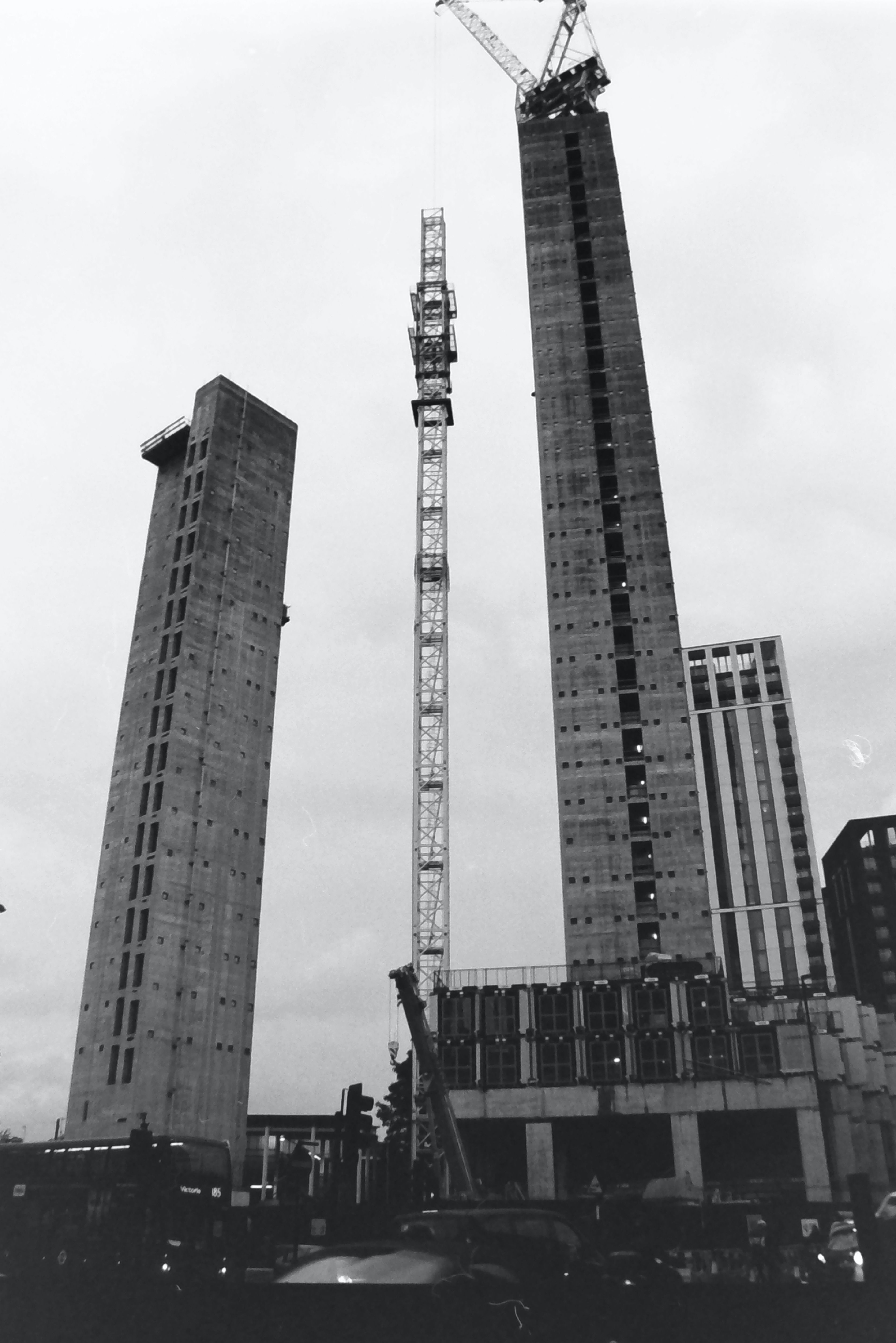 Construction site in rainy conditions