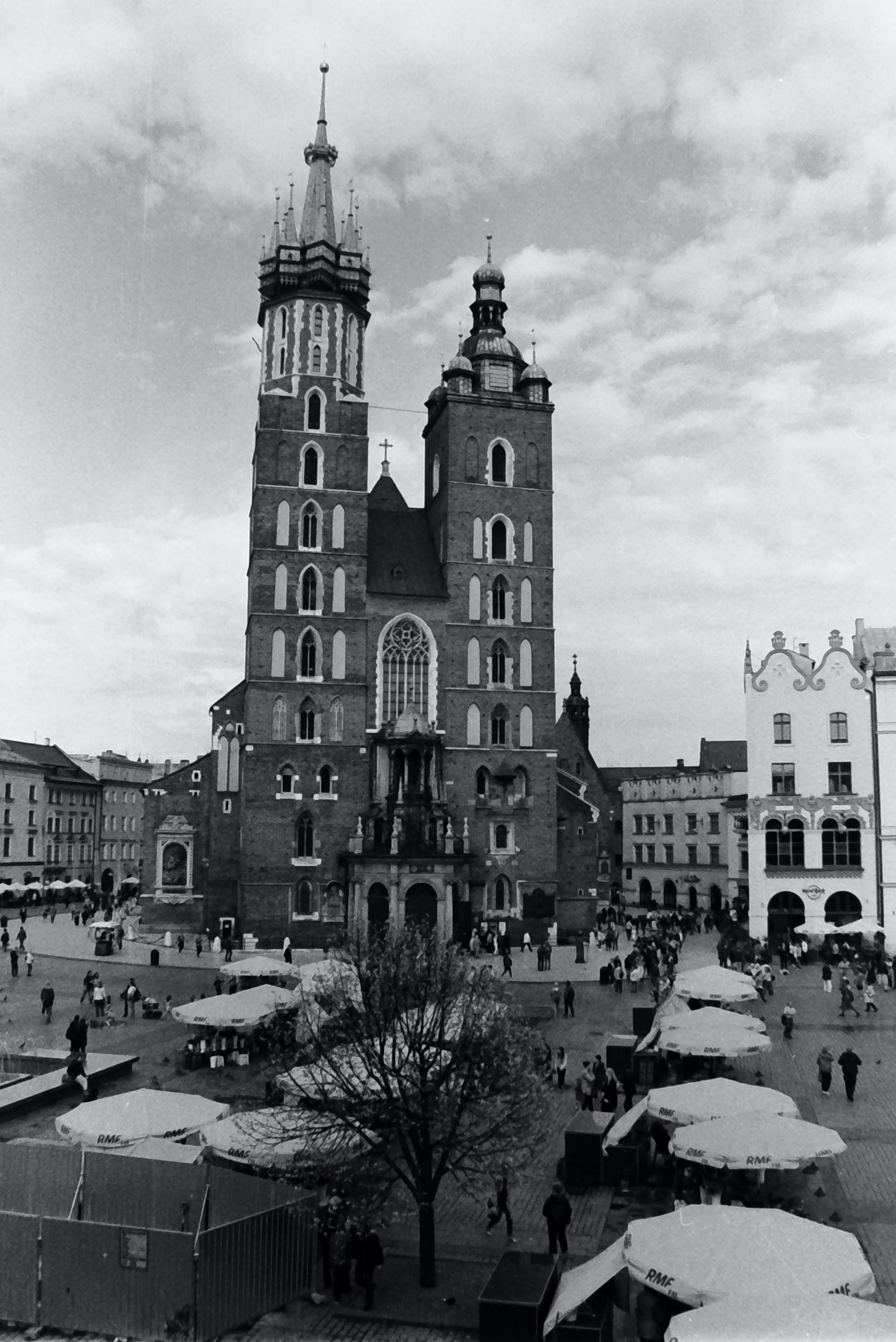 Clouds over Cathedral in Old Town in Black and White · Free Stock Photo