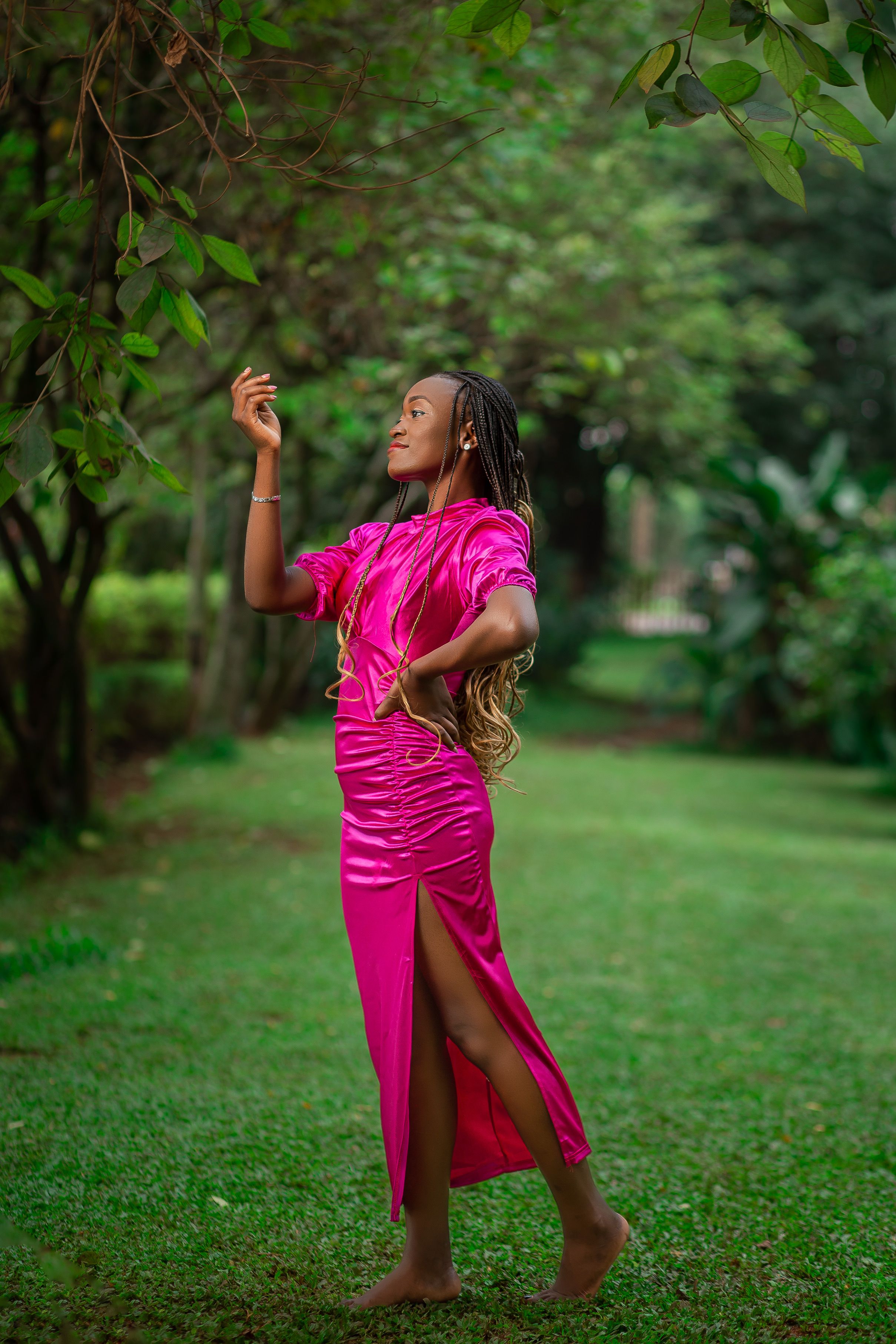 Woman Posing in Pink Dress · Free Stock Photo