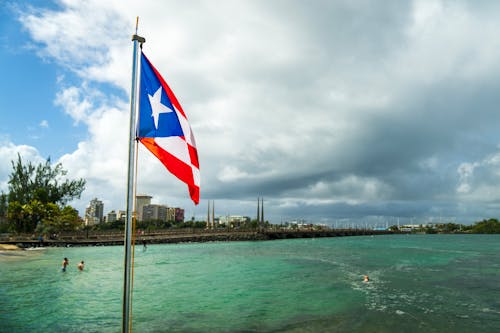 Porto Rican Flag on Shore