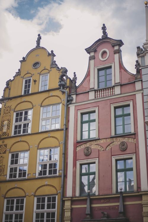 Free Charming historic architecture in Gdańsk, showcasing vibrant facades and classic design. Stock Photo