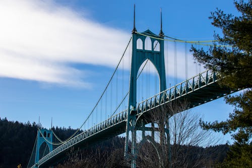 St. Johns Bridge Against Sky, Portland, Oregon, USA