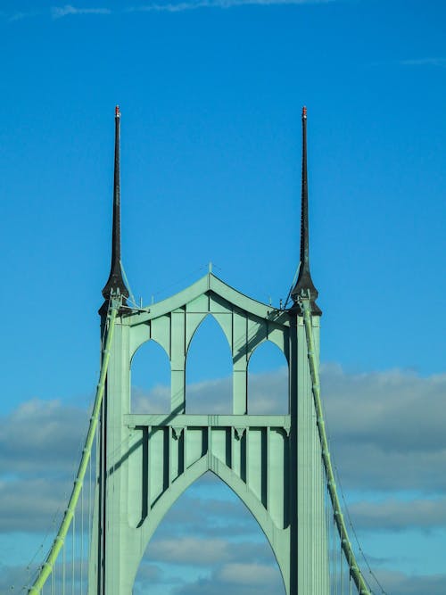 St. Johns Bridge Against Sky, Portland, Oregon, USA