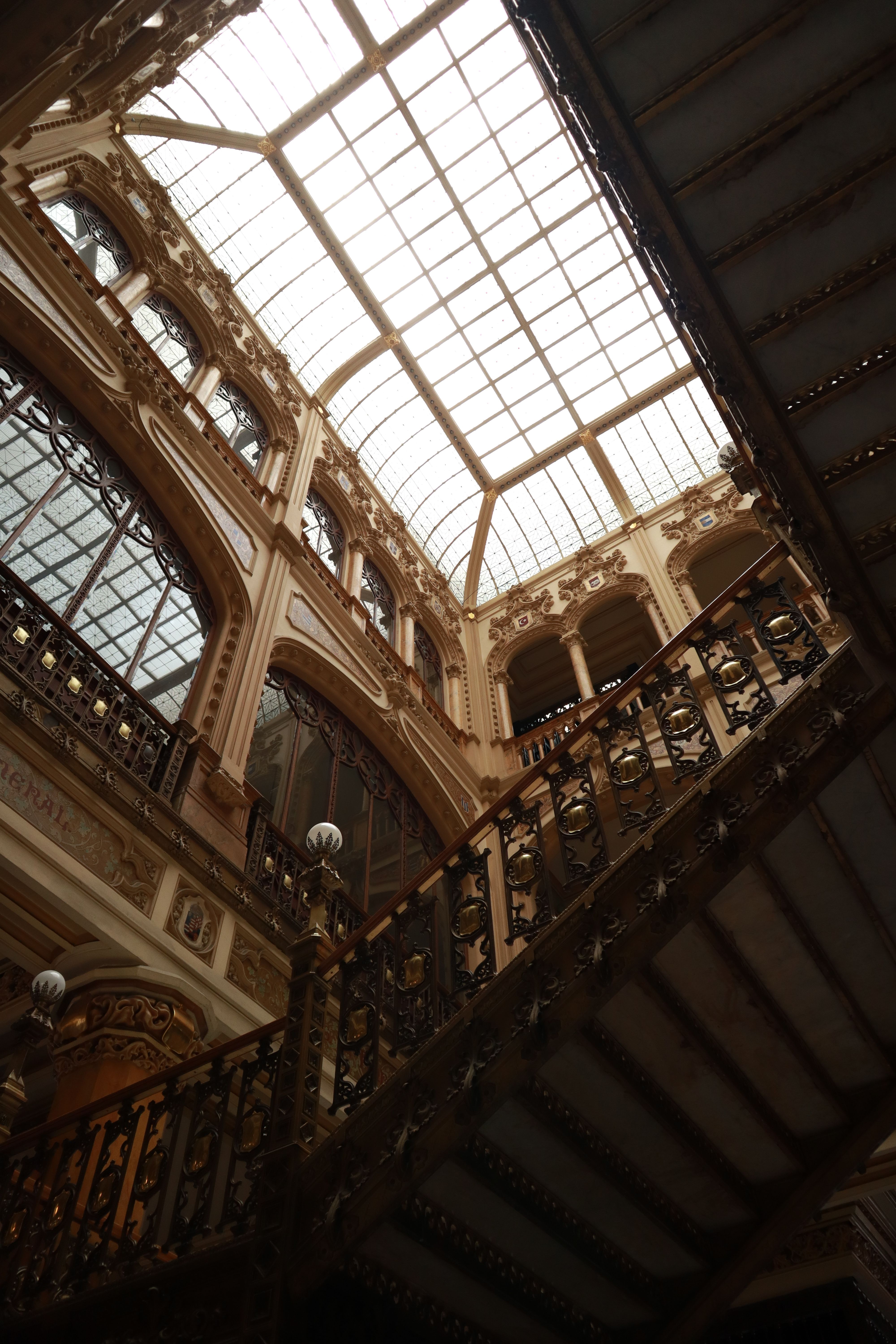 Picture of Glass Ceiling over Ornamented Walls and Stairs · Free Stock Photo