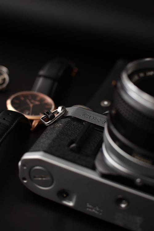 Imagine de stoc gratuită din analog, aparat de fotografiat, ceas de mână